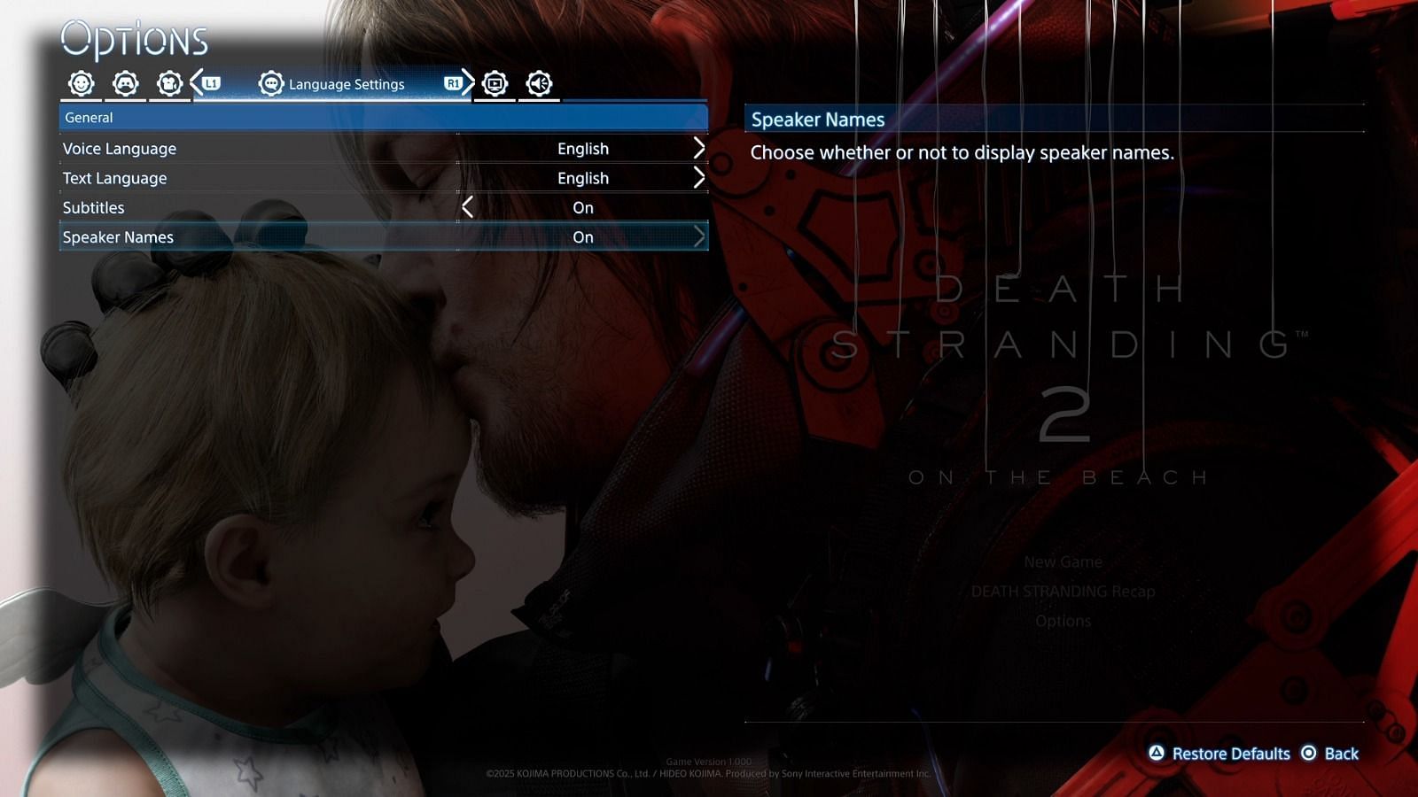 All Language Settings (Image via Sportskeeda Gaming || Kojima Productions)